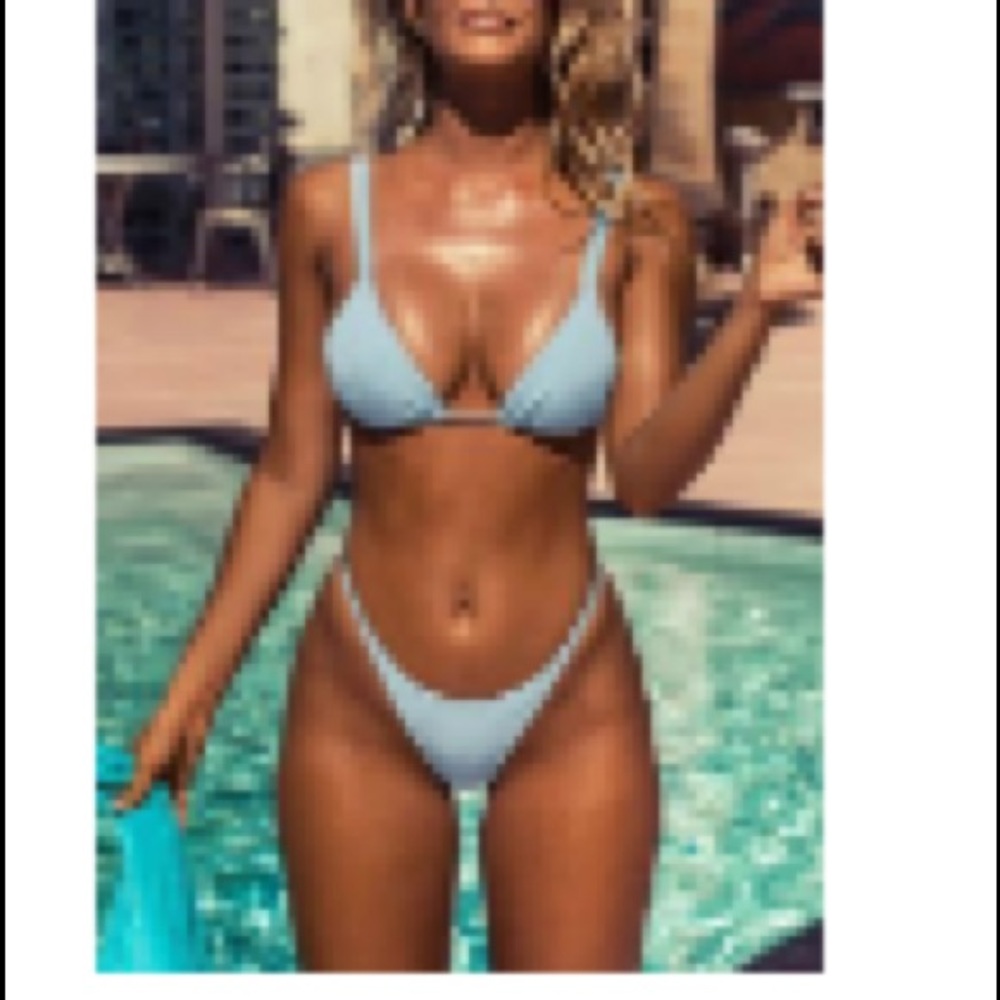 NWT Blue Triangle drawstring Bikini